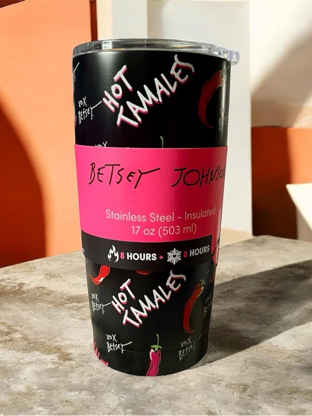 Betsey Johnson Black Insulated Tumbler